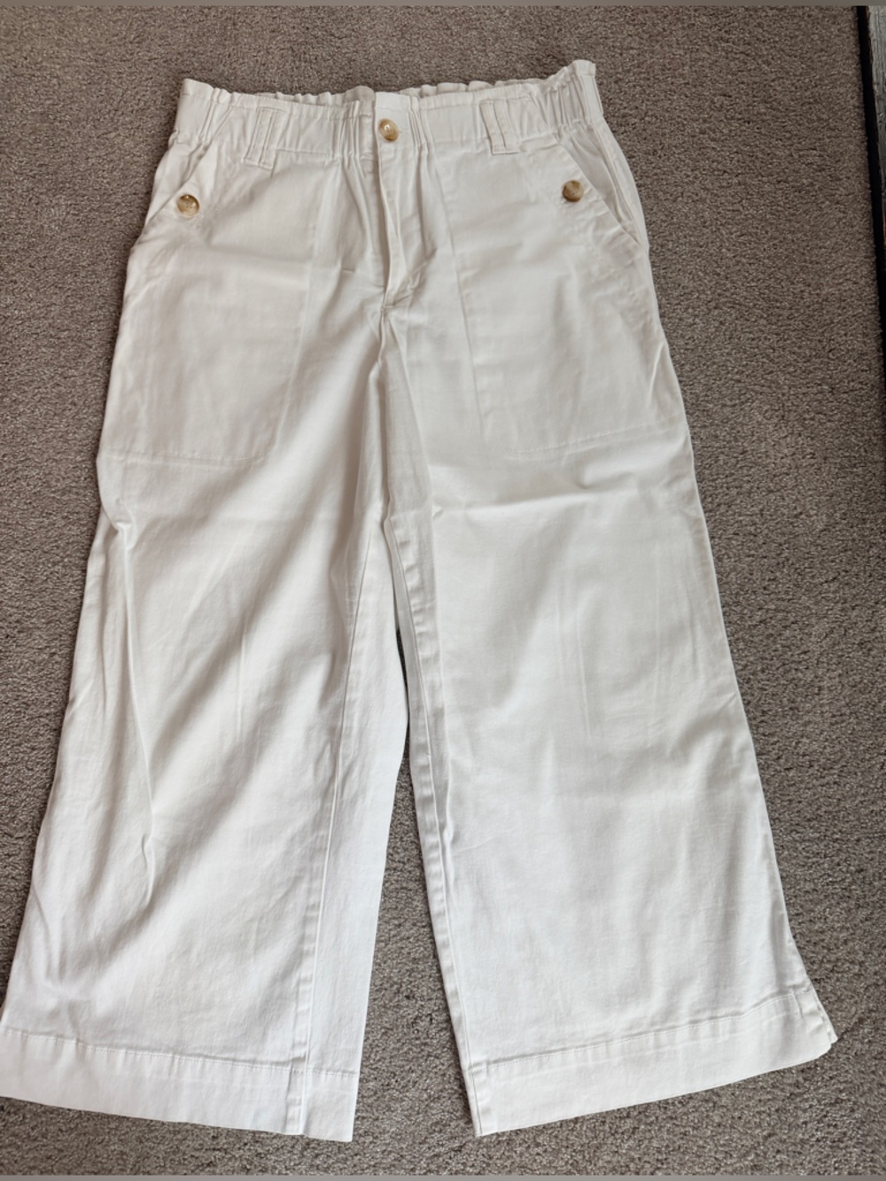 Democracy White Cotton Pants with Gold Label